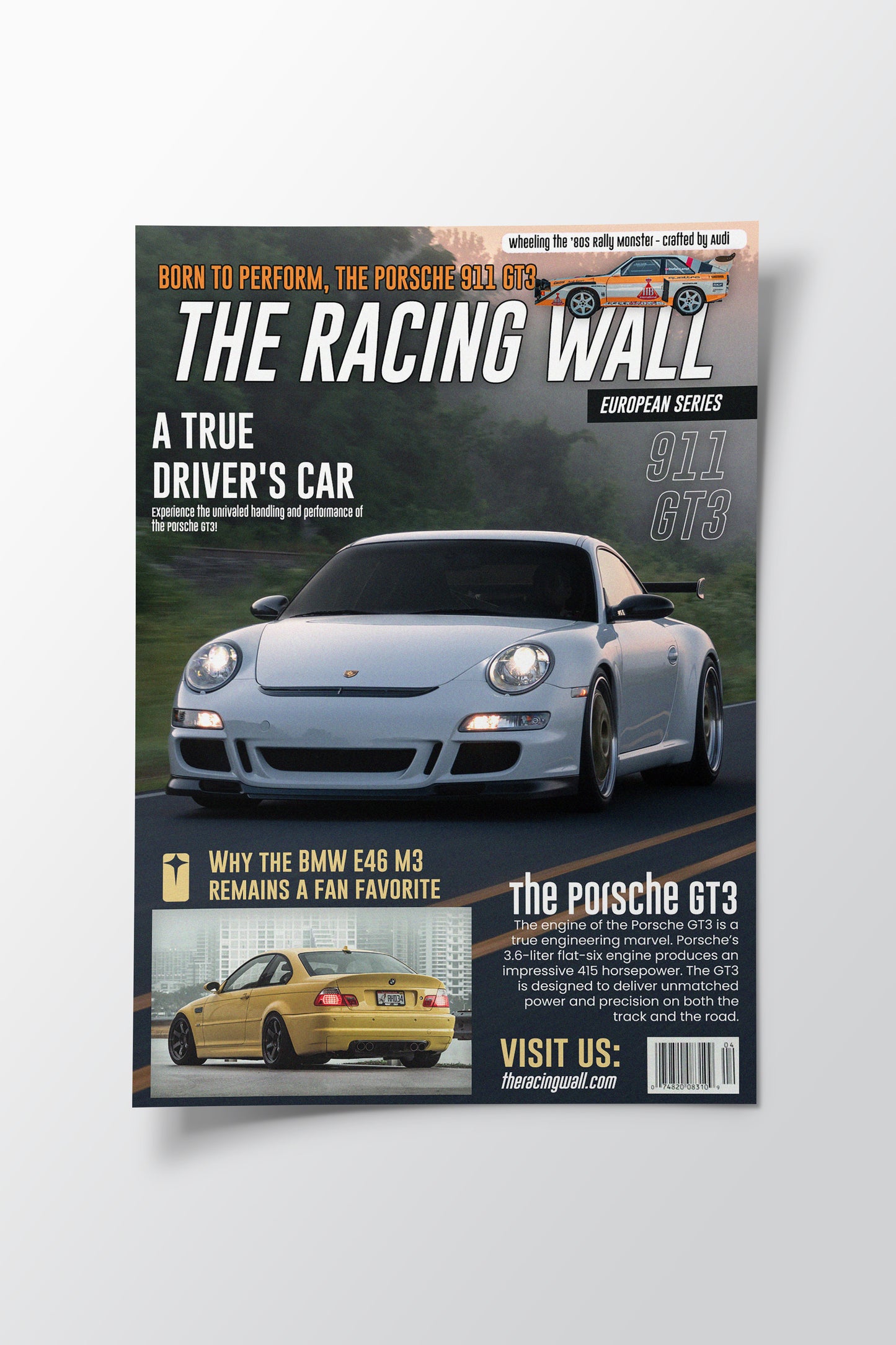 Porsche GT3 Magazine Cover Poster (12x18)