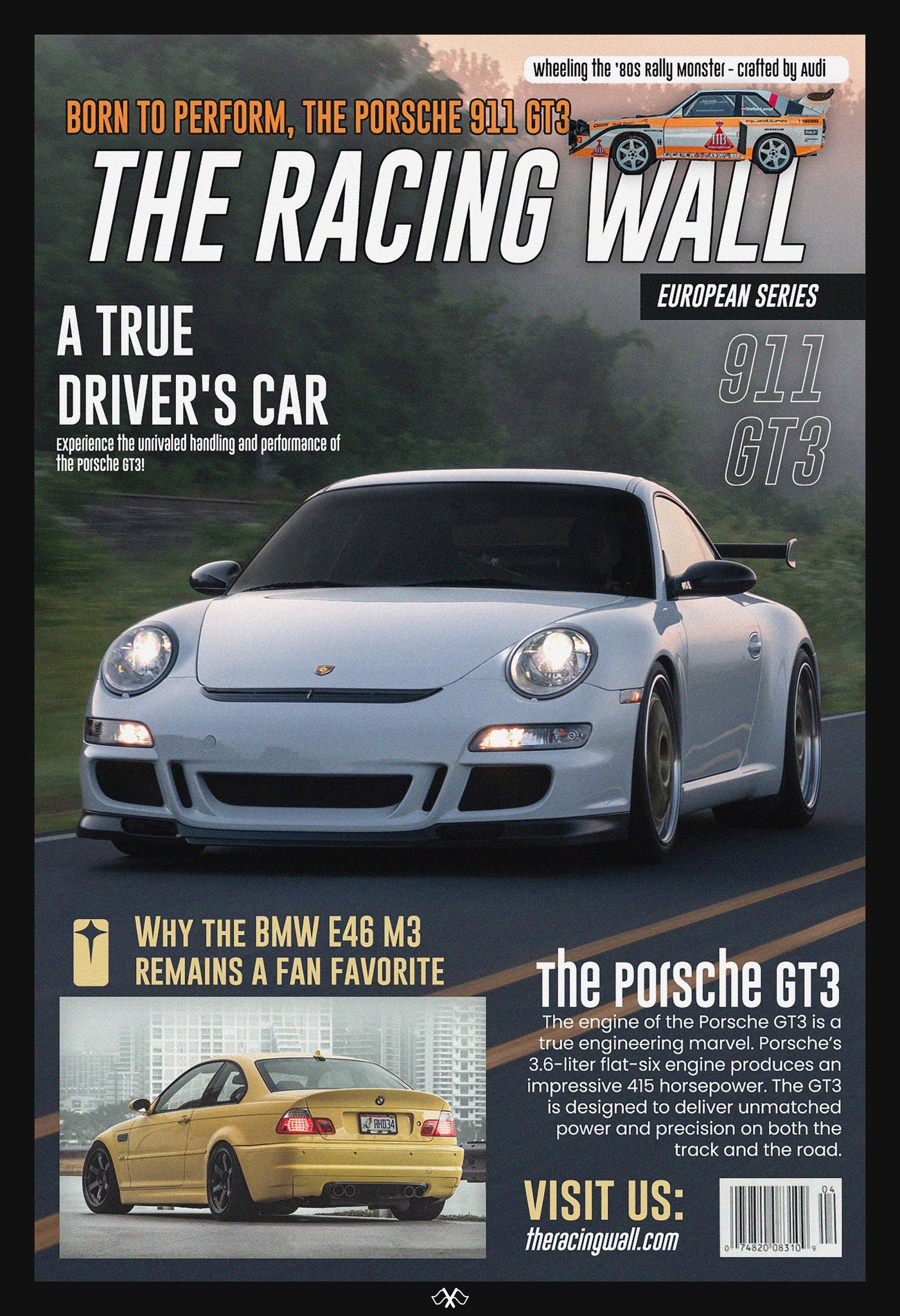 Porsche GT3 Magazine Cover Poster (12x18)